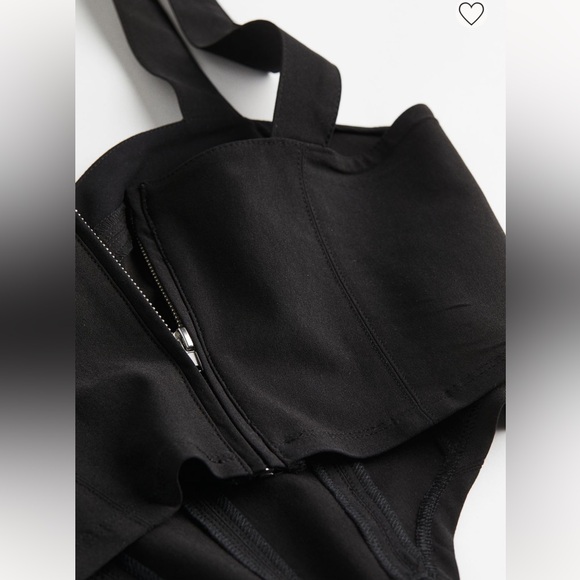 🖤 STRETCHY CROPPED BLACK CORSET TOP ZIPPERED  SIZE SMALL 🖤 - Picture 5 of 6